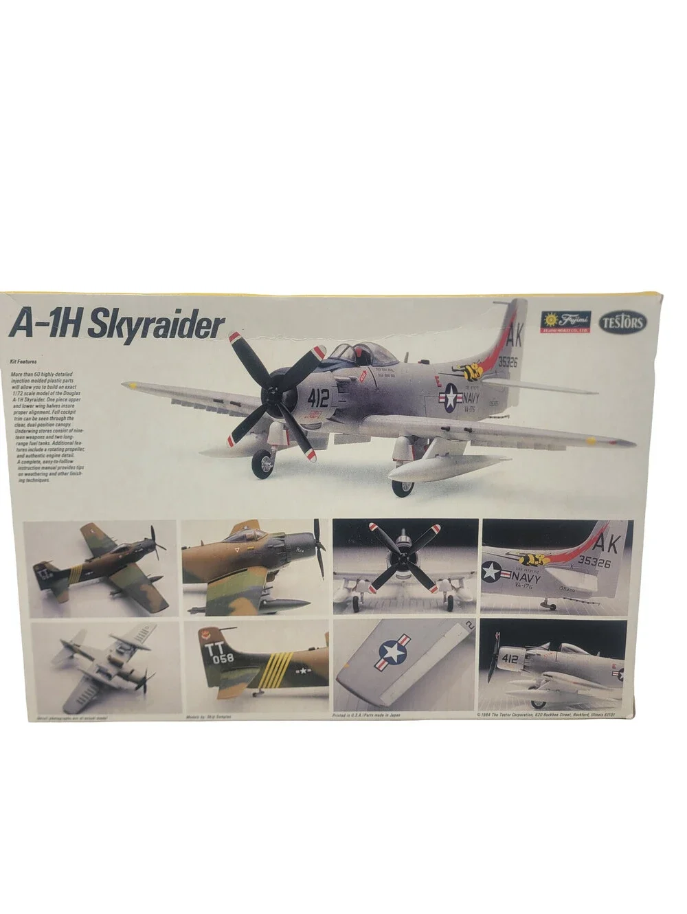 Testors Fujimi A-1H Skyraider US 1/72 Scale Aircraft Model Kit 362 Sealed Bag